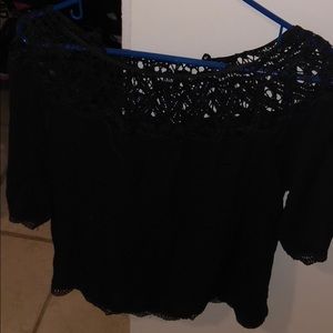 Black off the shoulder shirt